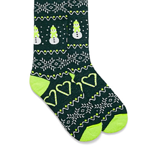 Green jacquard snowmen and hearts merino wool blend thermal socks made in Italy - Picture 9 of 9